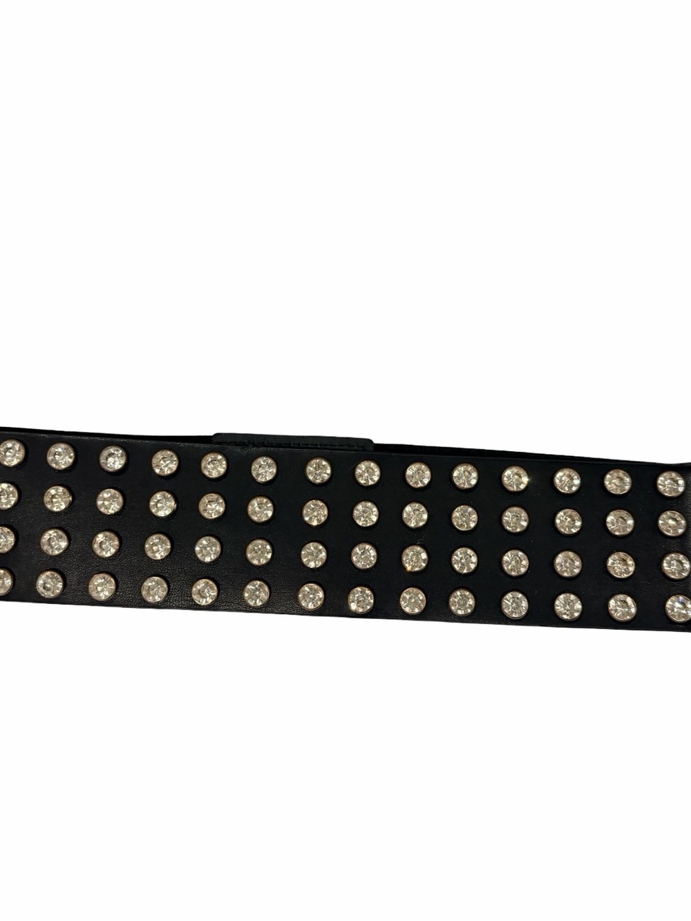 Black Crystal-Stud Wide Women's Belt